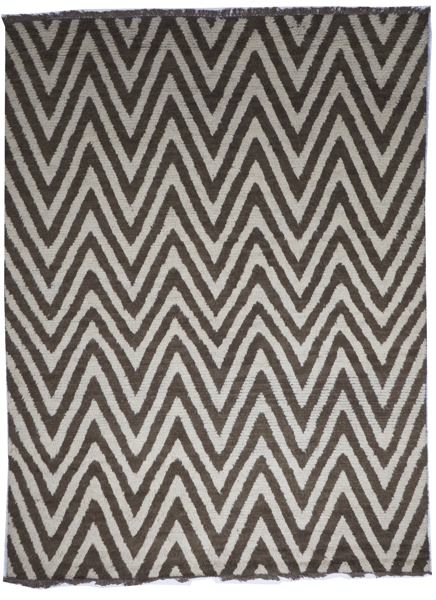 Geometric Chevron Handmade Brown Beige Wool Rug 8'9 x 11'6 - IGotYourRug