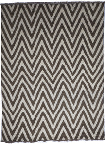 Geometric Chevron Handmade Brown Beige Wool Rug 8'9 x 11'6 - IGotYourRug