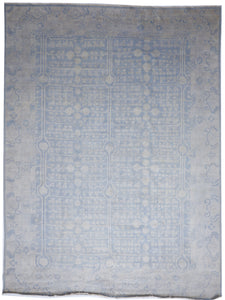 Transitional Handmade Blue Beige Wool Rug 9' x 12' - IGotYourRug