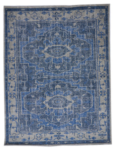 Transitional Handmade Blue Wool Rug 4'11 x 6'7 - IGotYourRug