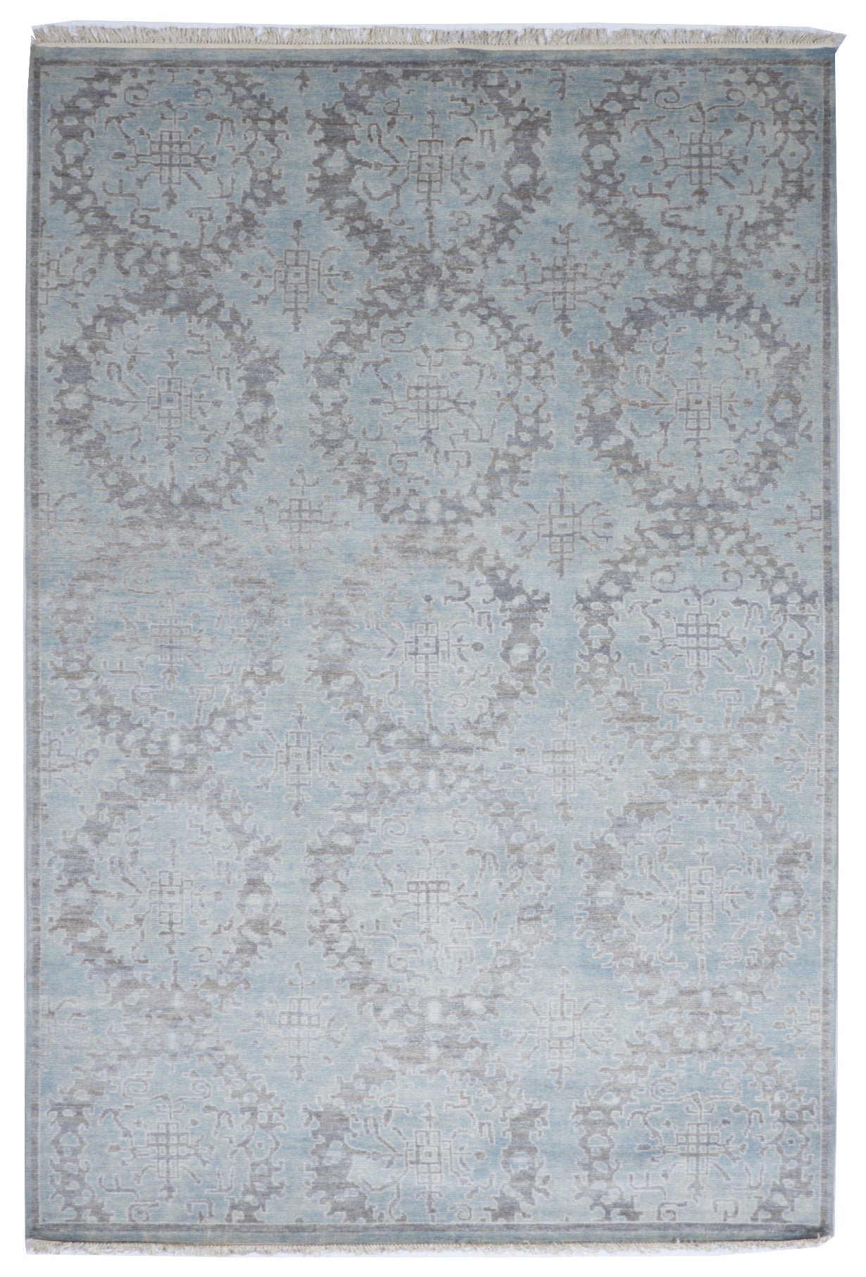 Transitional Handmade Blue Gray Wool Rug 6' x 9' - IGotYourRug