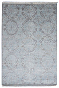 Transitional Handmade Blue Gray Wool Rug 6' x 9' - IGotYourRug