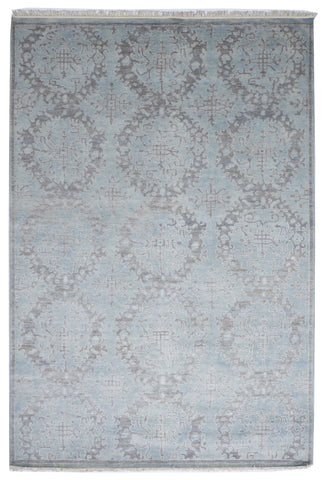 Transitional Handmade Blue Gray Wool Rug 6' x 9' - IGotYourRug