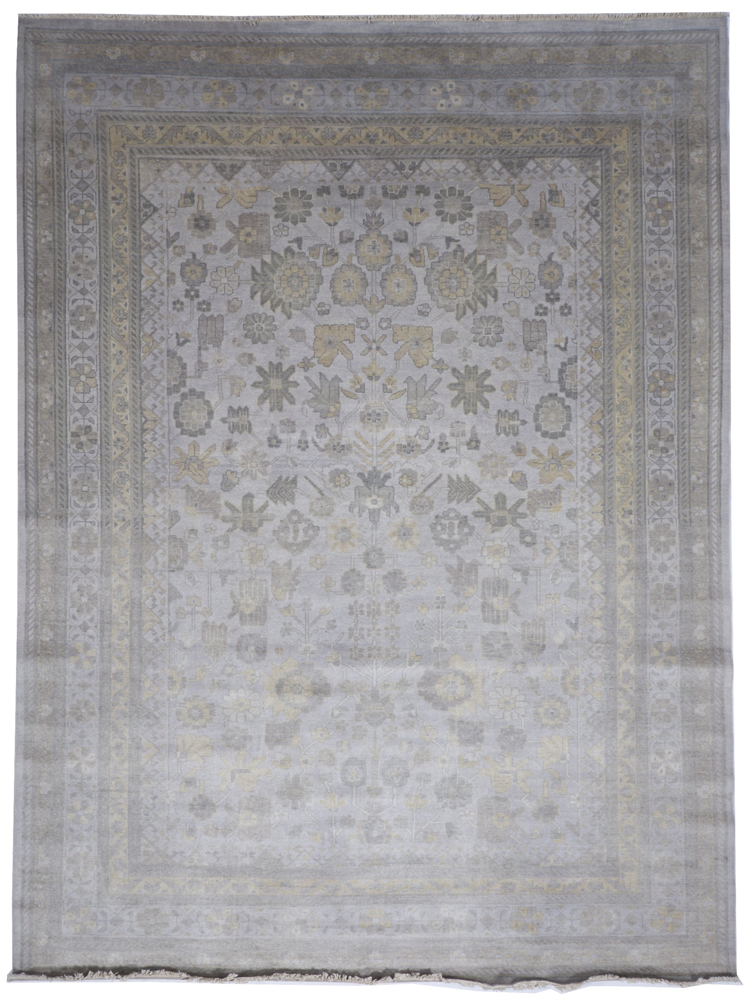 Traditional Handmade Gray Tan Wool Rug 9' x 12' - IGotYourRug