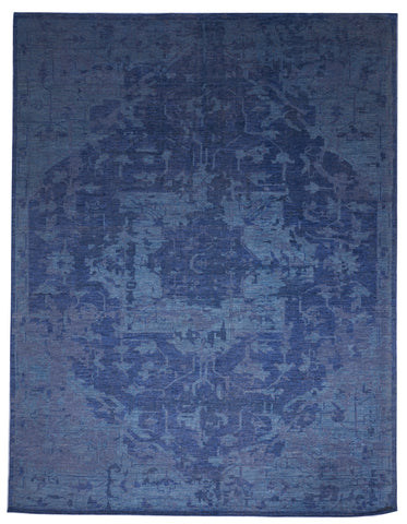 Transitional Handmade Blue Wool Rug 9' x 12' - IGotYourRug