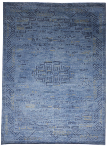 Transitional Handmade Blue Wool Rug 8'6 x 11'6 - IGotYourRug