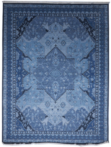 Transitional Handmade Blue Wool Rug 9' x 12' - IGotYourRug