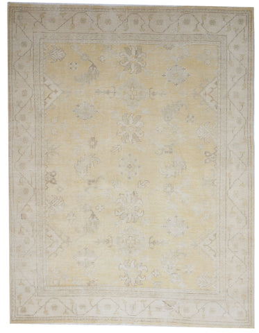 Oushak Handmade Yellow Ivory Wool Rug 7'8 x 9'10 - IGotYourRug