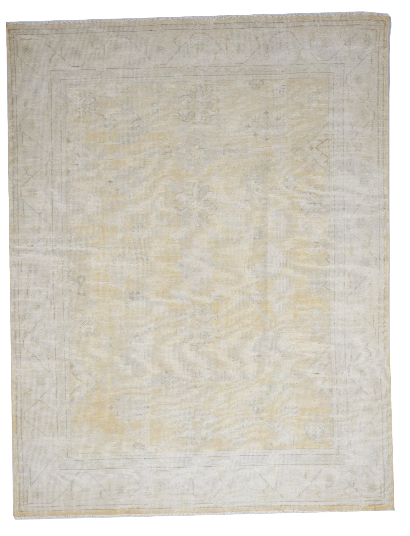 Oushak Handmade Yellow Ivory Wool Rug 8' x 10' - IGotYourRug