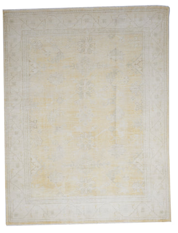 Oushak Handmade Yellow Ivory Wool Rug 8' x 10' - IGotYourRug