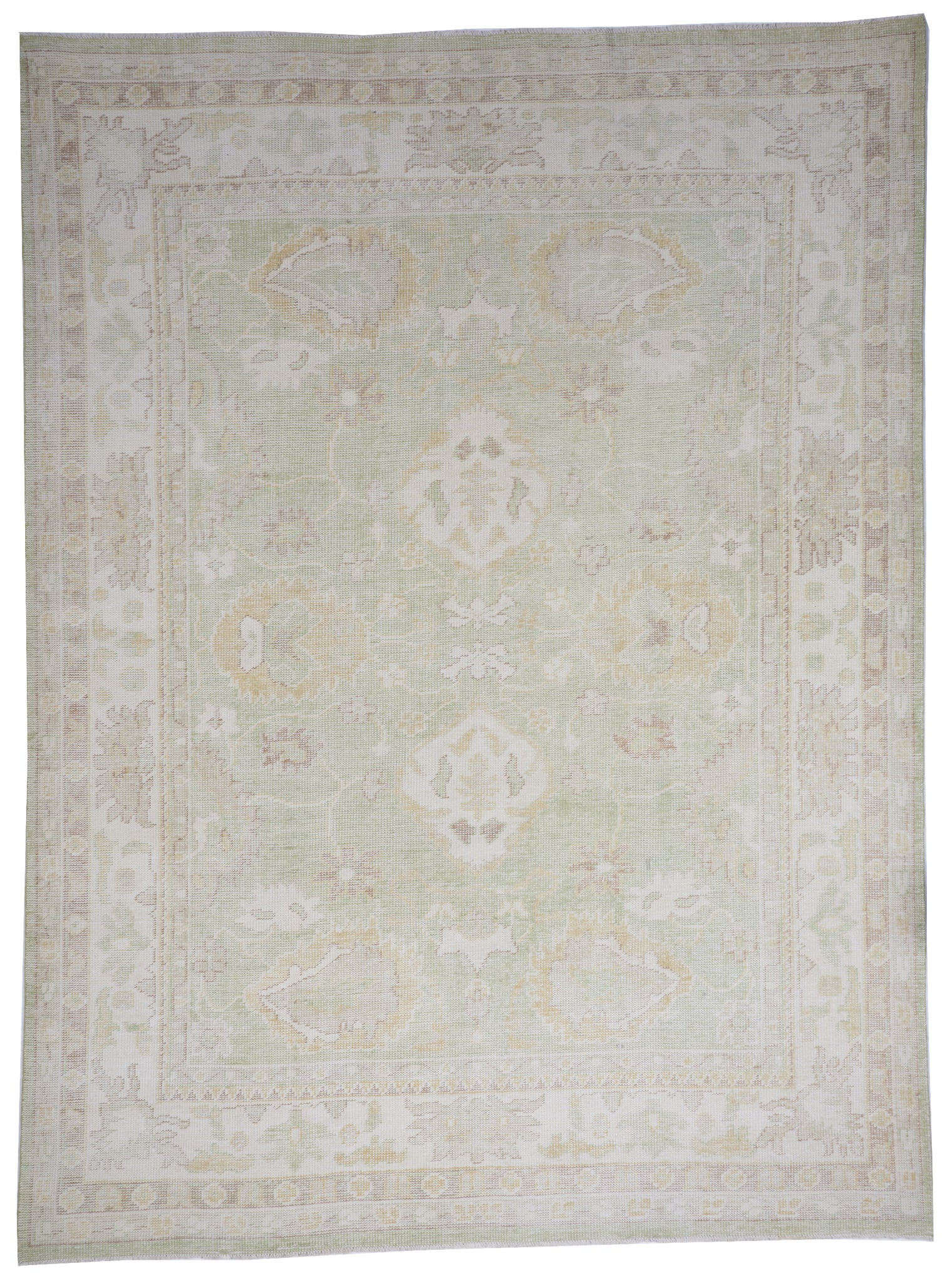 Oushak Handmade Green Ivory Wool Rug 8'8 x 11'8 - IGotYourRug