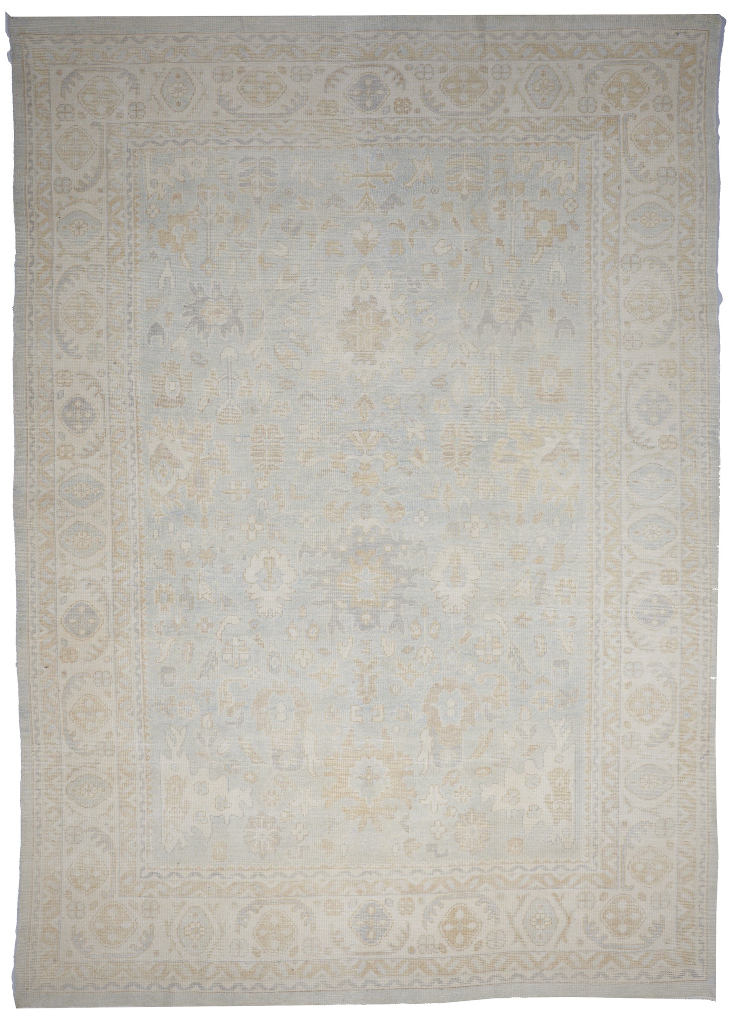 Oushak Handmade Beige Gray Wool Rug 10' x 14'1 - IGotYourRug