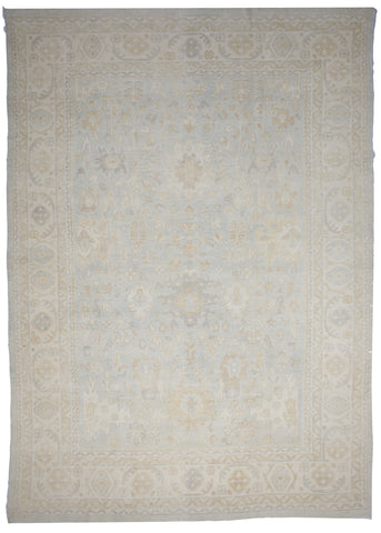 Oushak Handmade Beige Gray Wool Rug 10' x 14'1 - IGotYourRug