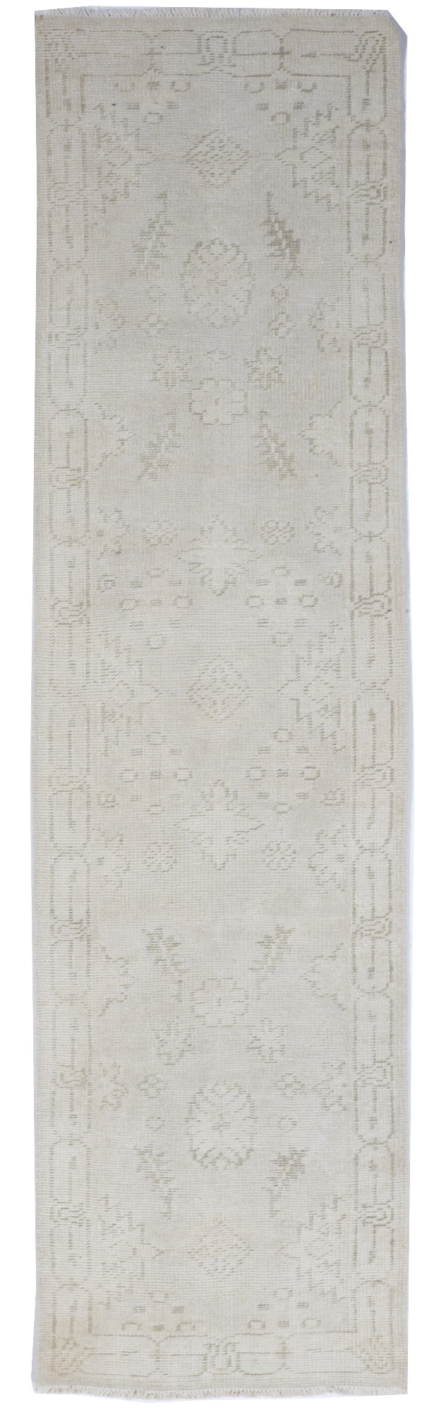 Oushak Handmade Beige Gray Ivory Wool Runner Rug 2'6 x 10' - IGotYourRug