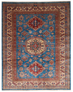 Kazak Handmade Blue Multicolor Wool Rug 4'10 x 6'2 - IGotYourRug
