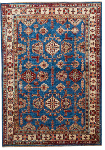 Kazak Handmade Blue Multicolor Wool Rug 4' x 5'8 - IGotYourRug