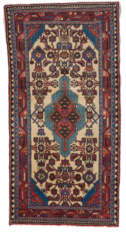 Traditional Hand Knotted White Blue Red Multicolor Wool Rug 2'6 x 5' - IGotYourRug