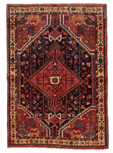 Traditional Hand Knotted Blue Red Multicolor Wool Rug 3' x 4'3 - IGotYourRug