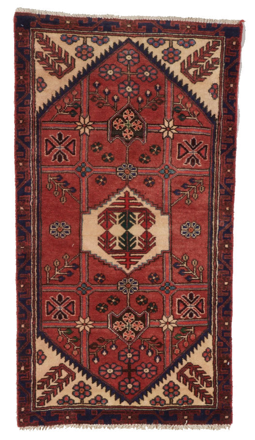 Traditional Hand Knotted Red Ivory Wool Rug 2'4 x 4'6 - IGotYourRug