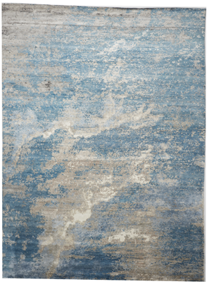 Coastal Handmade Blue Gray Wool Art Silk Rug 8'11 x 12' - IGotYourRug