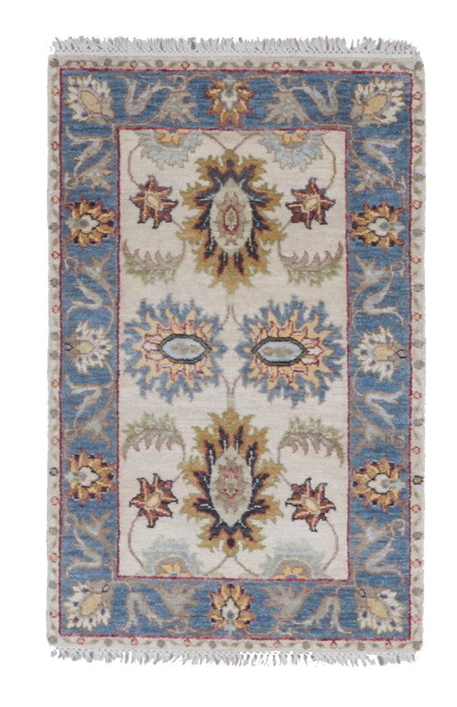 Chobi Hand Knotted Ivory Wool Rug 2' x 3'2 - IGotYourRug