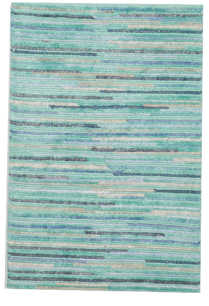 Transitional Hand Knotted Blue Teal Wool Rug 2' x 3' - IGotYourRug