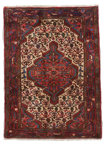 Traditional Handmade Red Beige Wool Rug 2'9 x 3'9 - IGotYourRug