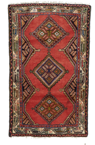 Traditional Handmade Red Wool Rug 2'4 x 4' - IGotYourRug