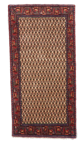 Traditional Handmade Beige Red Wool Rug 2' x 4' - IGotYourRug