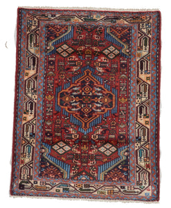 Traditional Handmade Red Multicolor Wool Rug 2'8 x 3'6 - IGotYourRug