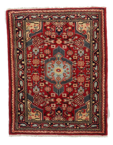 Traditional Handmade Red Multicolor Wool Rug 2'7 x 3'4 - IGotYourRug