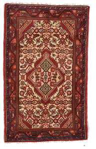 Traditional Handmade Ivory Red Multicolor Wool Rug 2'4 x 4' - IGotYourRug