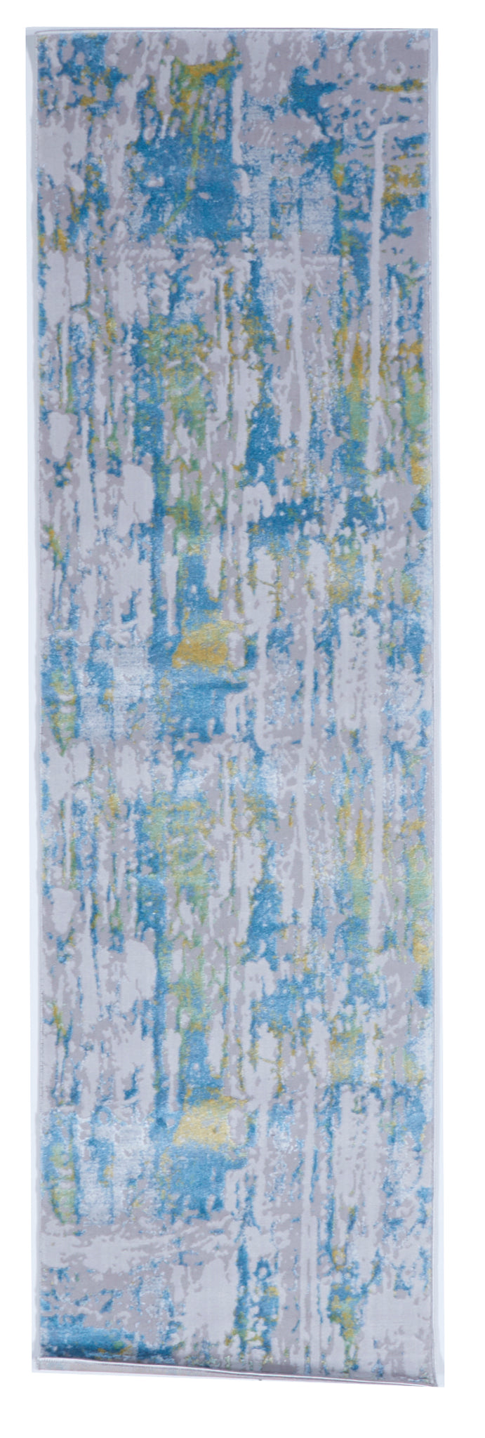 Contemporary Machine Made Gray Blue Green Runner Rug 2'3 x 7'6 - IGotYourRug