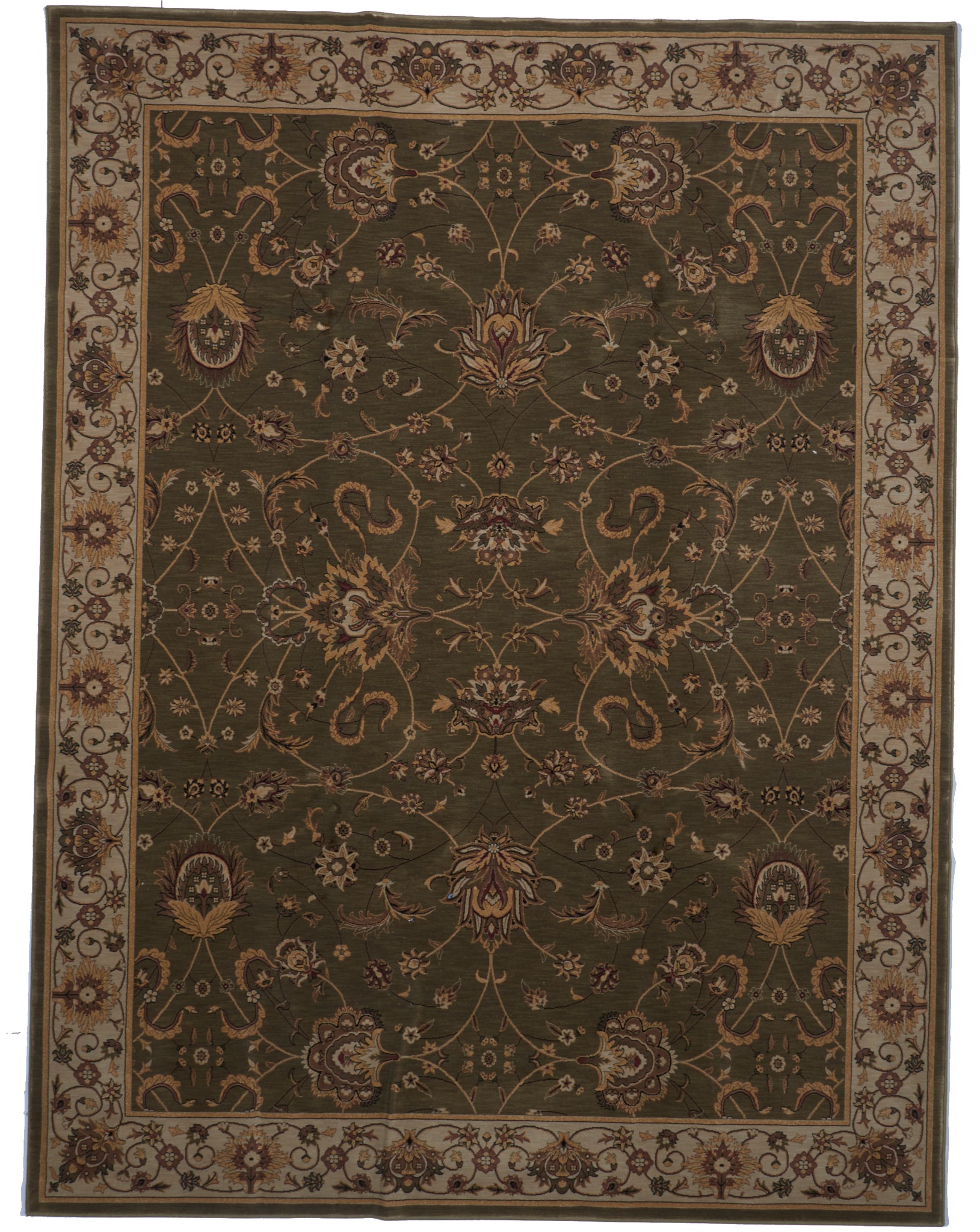 Transitional Machine Made Olive Green Olefin Rug 7'10 x 10'4 - IGotYourRug