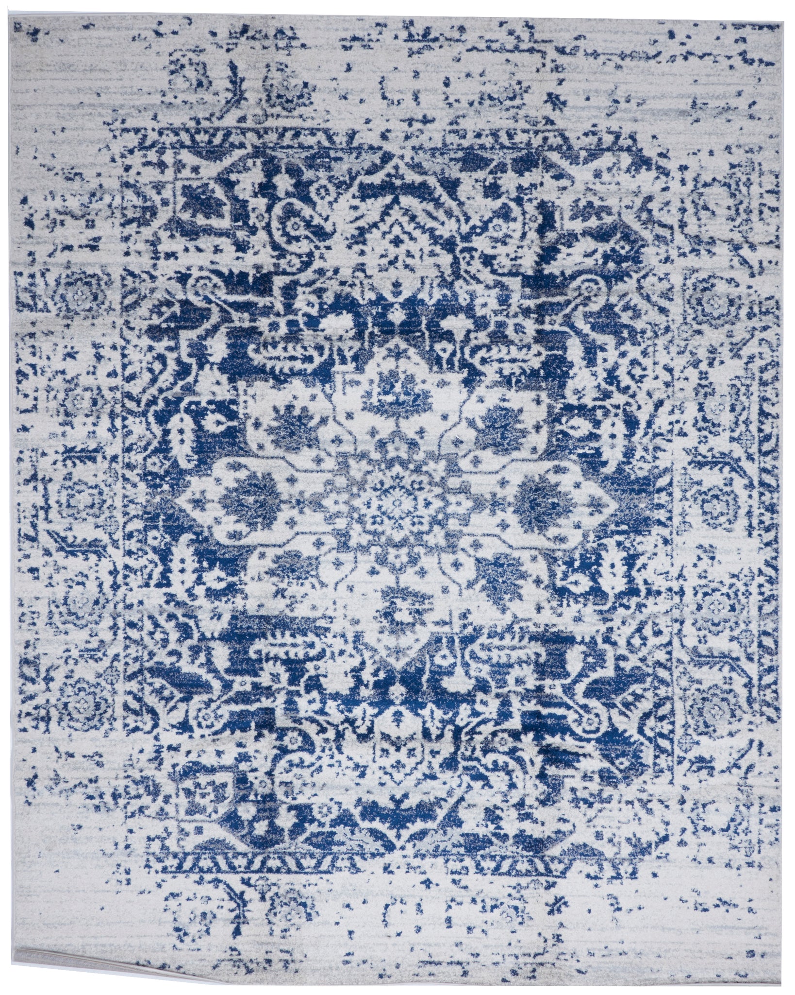 Transitional Machine Made White Ivory Blue Olefin Rug 8' x 10'2 - IGotYourRug