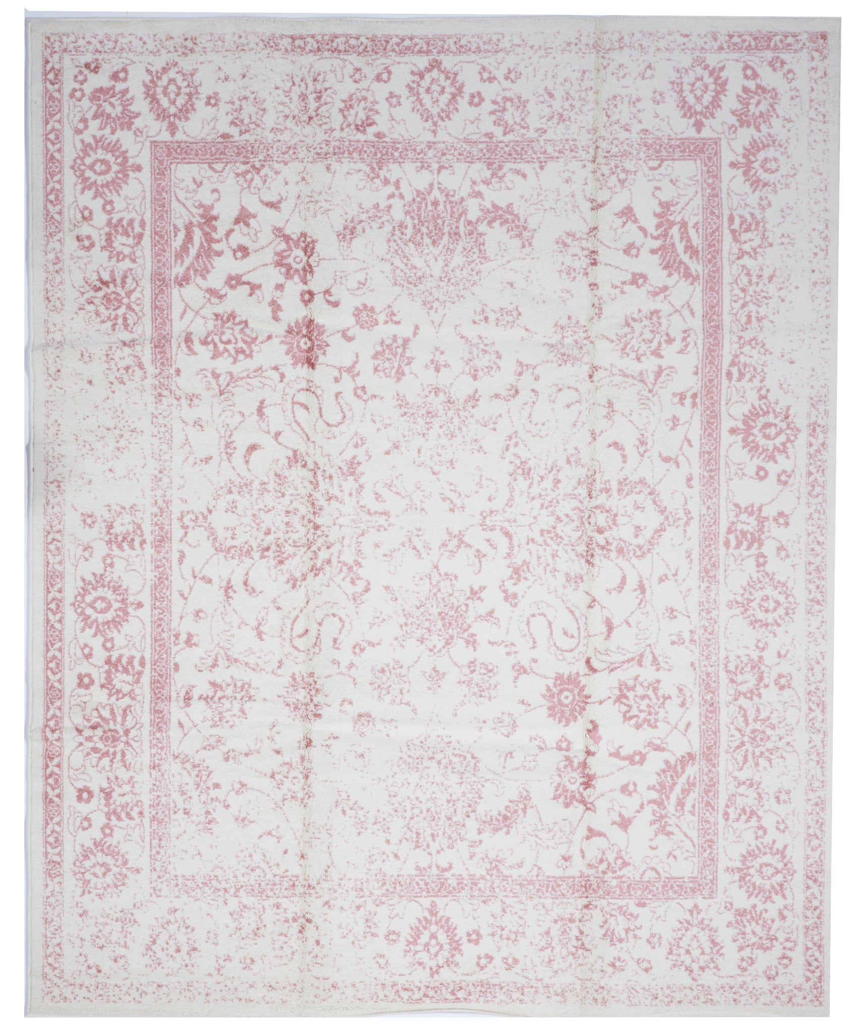 Transitional Machine Made Ivory Pink Olefin Rug 8' x 9'11 - IGotYourRug