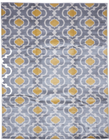Contemporary Machine Made Gray Yellow Olefin Rug 7'10 x 10' - IGotYourRug