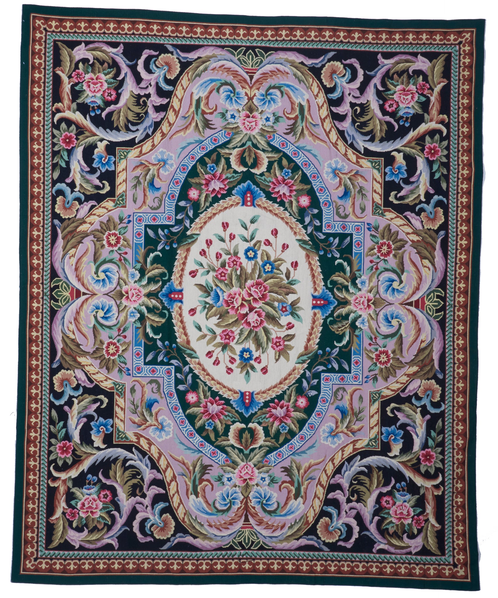 Needlepoint Floral Multicolor Wool Rug 8' x 9'10 - IGotYourRug