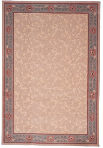 Contemporary Machine Made Beige Tan Pink Olefin Rug 6'7 x 9'8 - IGotYourRug