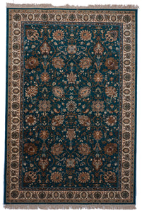 Traditional Machine Made Teal Green Wool Rug 6'7 x 9'9 - IGotYourRug