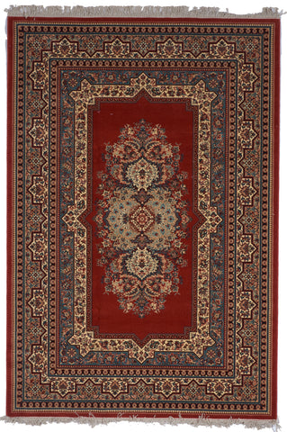 Traditional Machine Made Red Ivory Wool Rug 6'7 x 9'8 - IGotYourRug