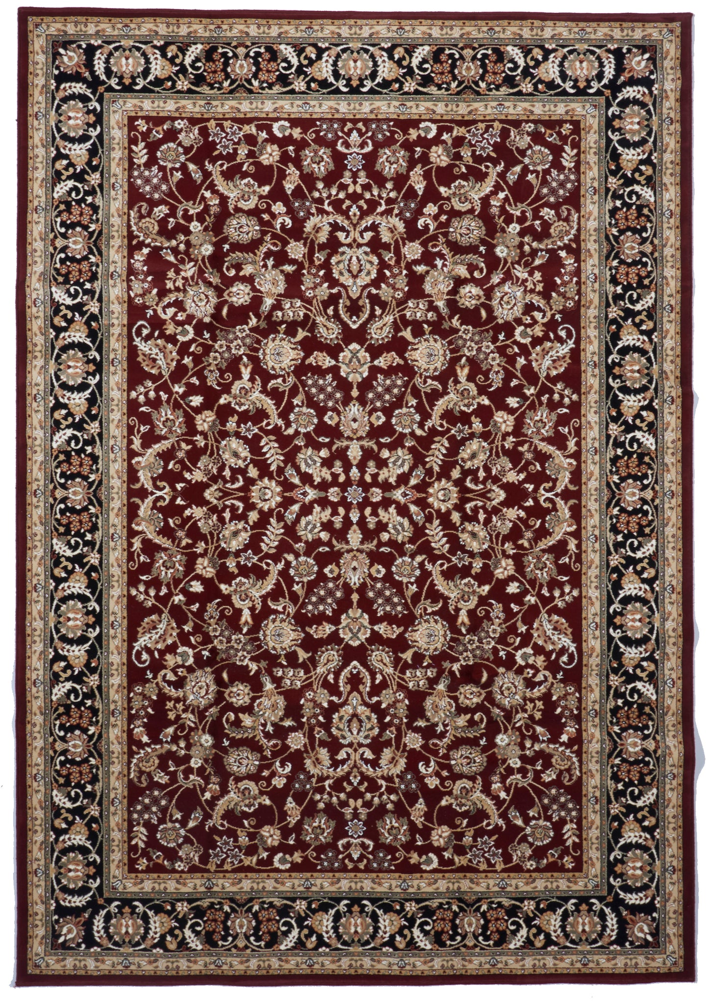 Traditional Machine Made Red Burgundy Black Olefin Rug 6'7 x 9'6 - IGotYourRug