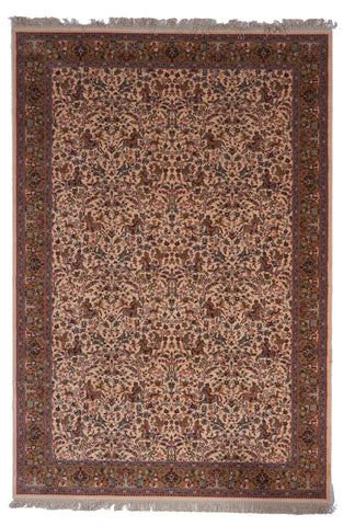 Traditional Machine Made Beige Pink Multicolor Wool Rug 6'7 x 9'7 - IGotYourRug