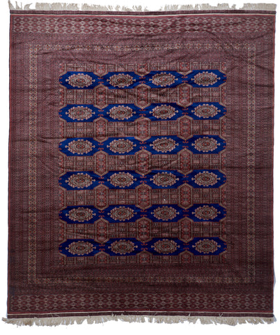 Bokhara Traditional Hand Knotted Red Blue Wool Rug 8'4 x 9'8 - IGotYourRug