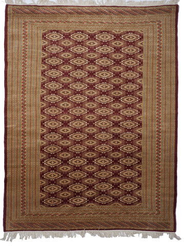 Bokhara Traditional Hand Knotted Rust Red Gold Wool Rug 7'6 x 9'10 - IGotYourRug