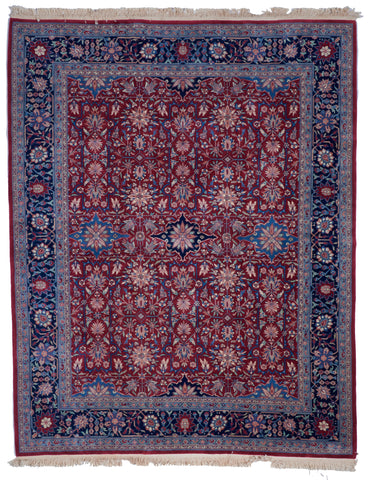 Traditional Hand Knotted Red Blue Wool Rug 7'11 x 10' - IGotYourRug