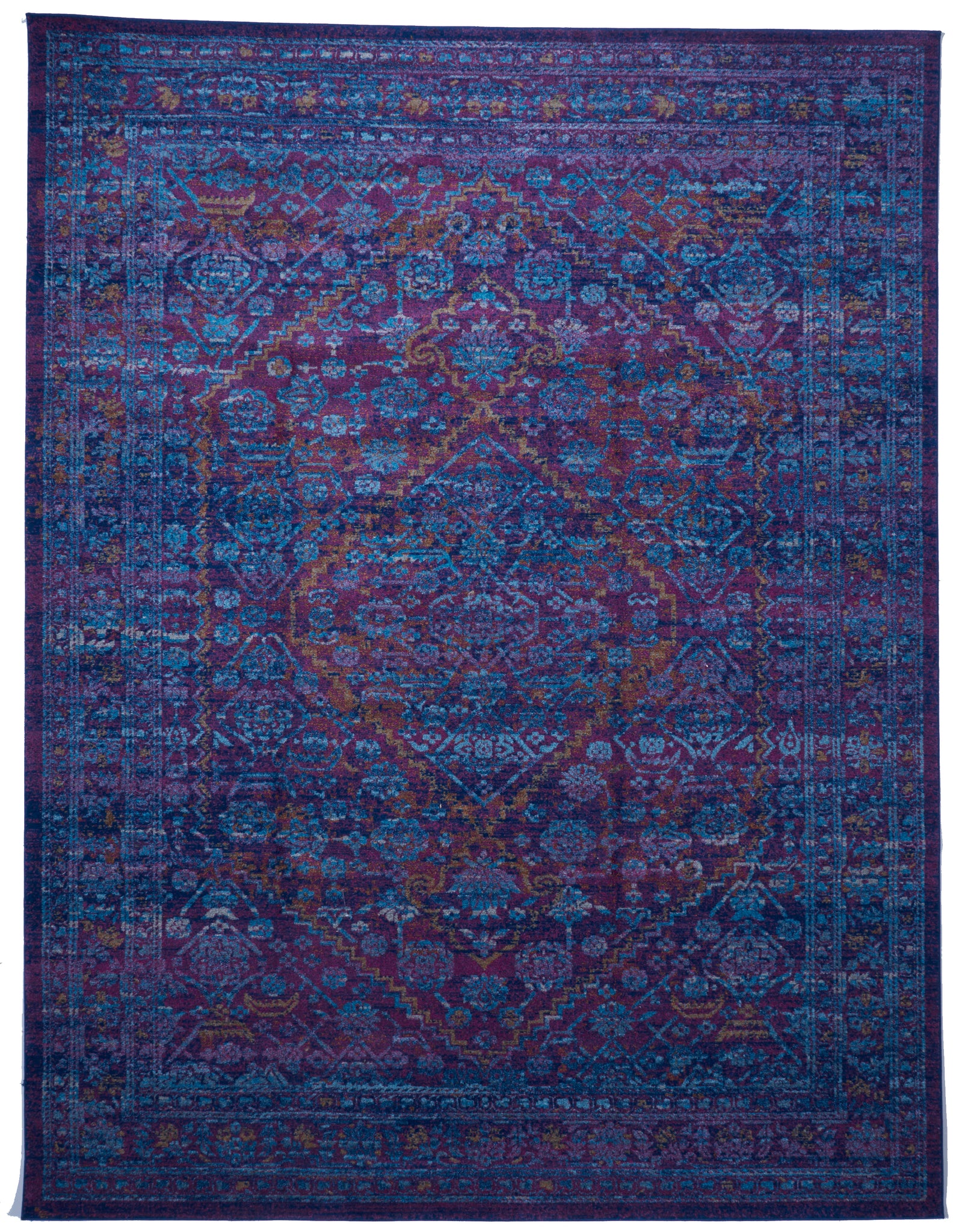 Contemporary Machine Made Blue Pink Multicolor Olefin Rug 9' x 11'10 - IGotYourRug