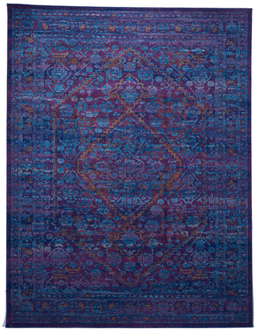 Contemporary Machine Made Blue Pink Multicolor Olefin Rug 9' x 11'10 - IGotYourRug