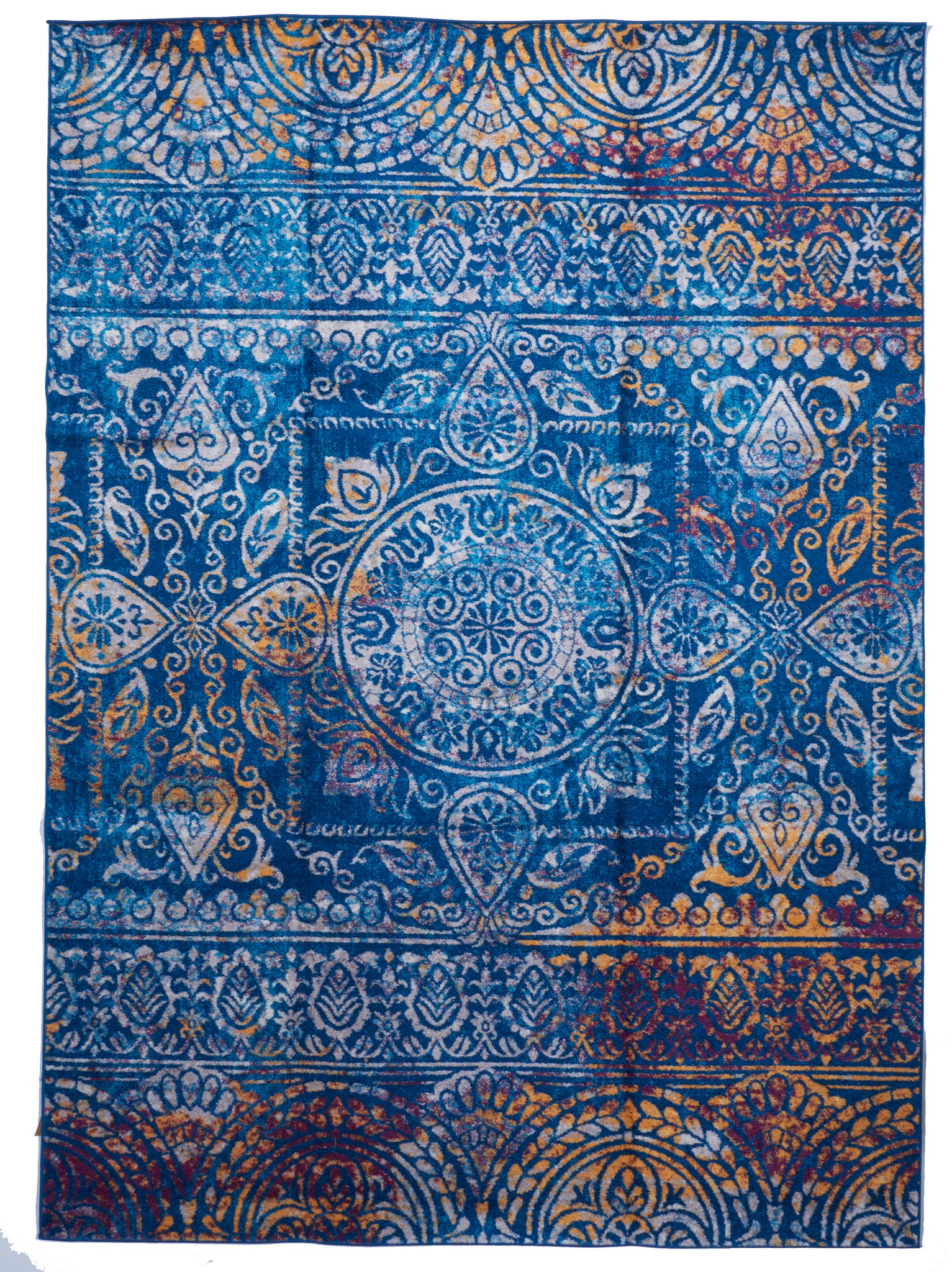 Mandala Contemporary Machine Made Blue Olefin Rug 7'11 x 11' - IGotYourRug