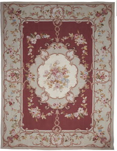 Aubusson Floral Rose Pink Wool Rug 9'2 x 11'11 - IGotYourRug